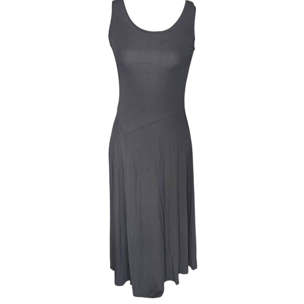 Vintage Made In France Black Midi Bias Cut Slip Sheer Dress S
